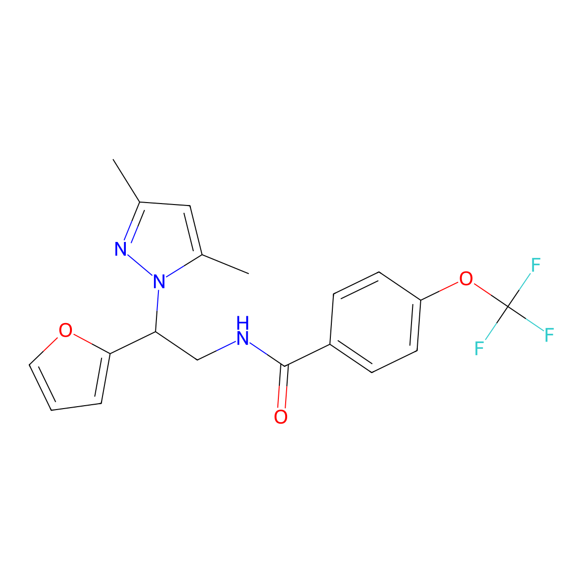 N-[2-(3,5-dimethyl-1H-pyrazol-1-yl)-2-(furan-2-yl)ethyl]-4-(trifluoromethoxy)benzamide molecular structure, CAS 2034345-83-8