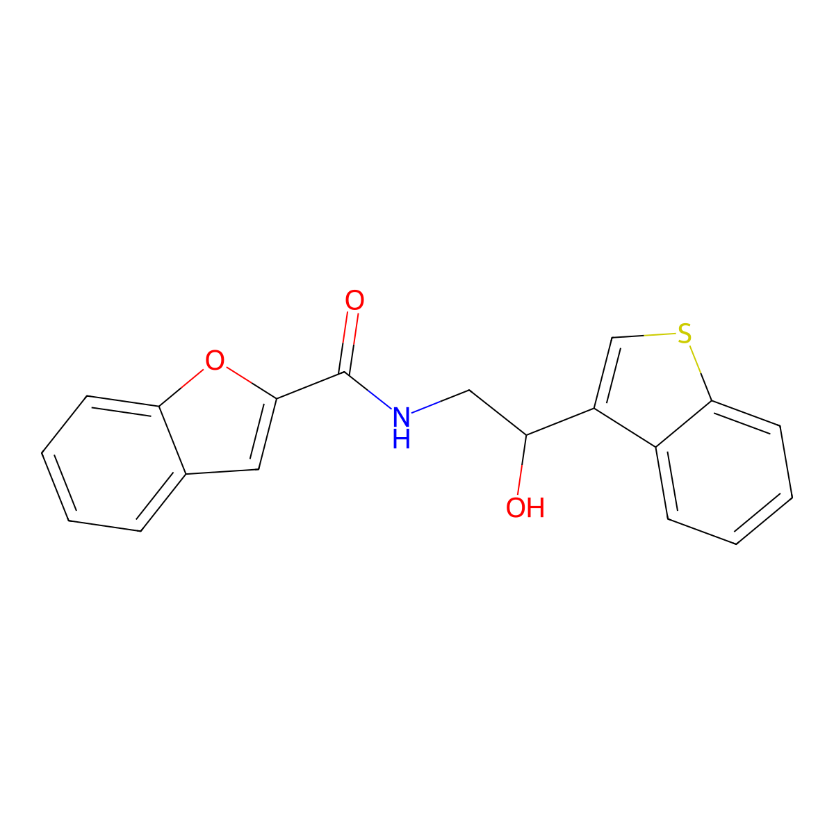 N-(2-(benzo[b]thiophen-3-yl)-2-hydroxyethyl)benzofuran-2-carboxamide molecular structure, CAS 2034345-85-0