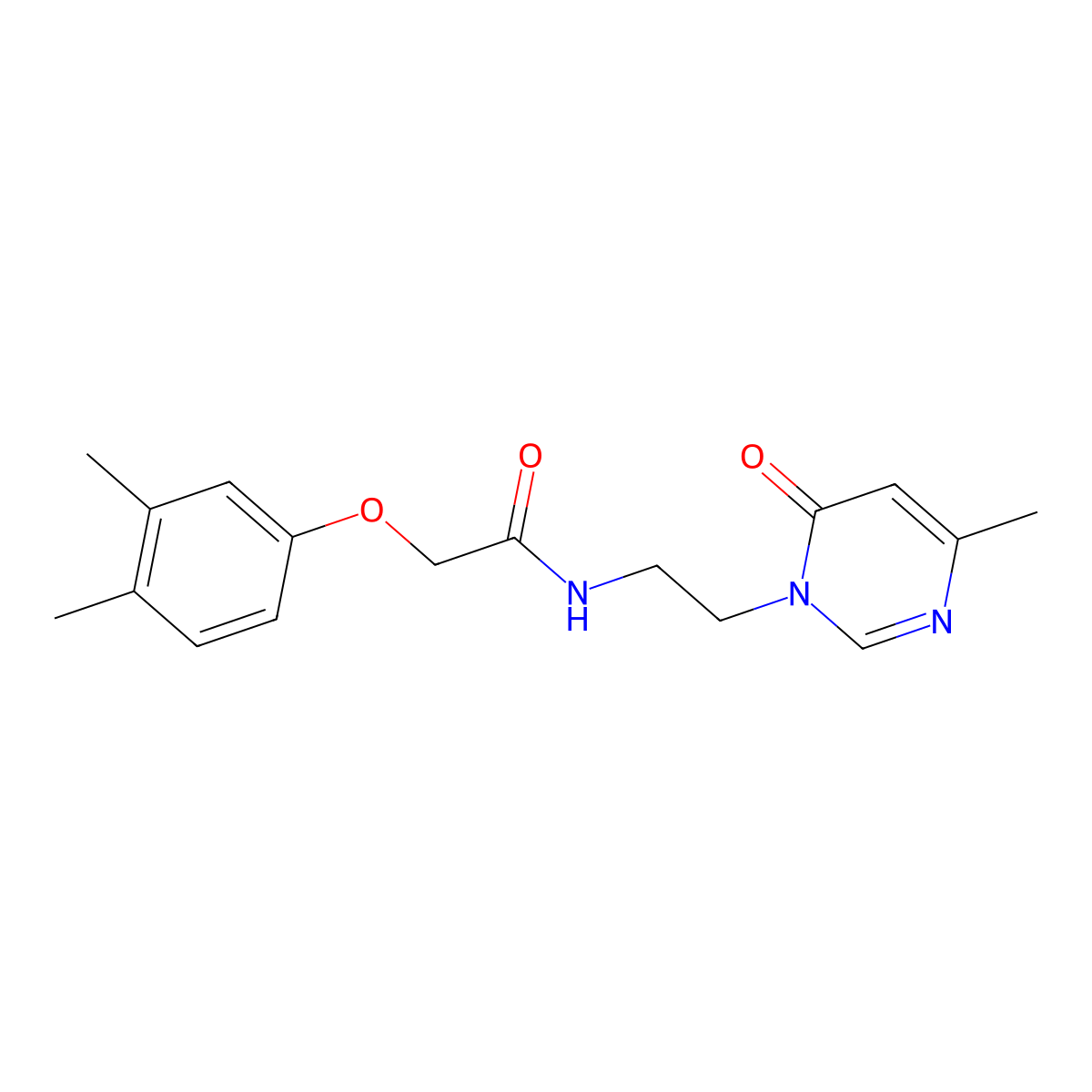 2-(3,4-dimethylphenoxy)-N-(2-(4-methyl-6-oxopyrimidin-1(6H)-yl)ethyl)acetamide molecular structure, CAS 2034345-94-1
