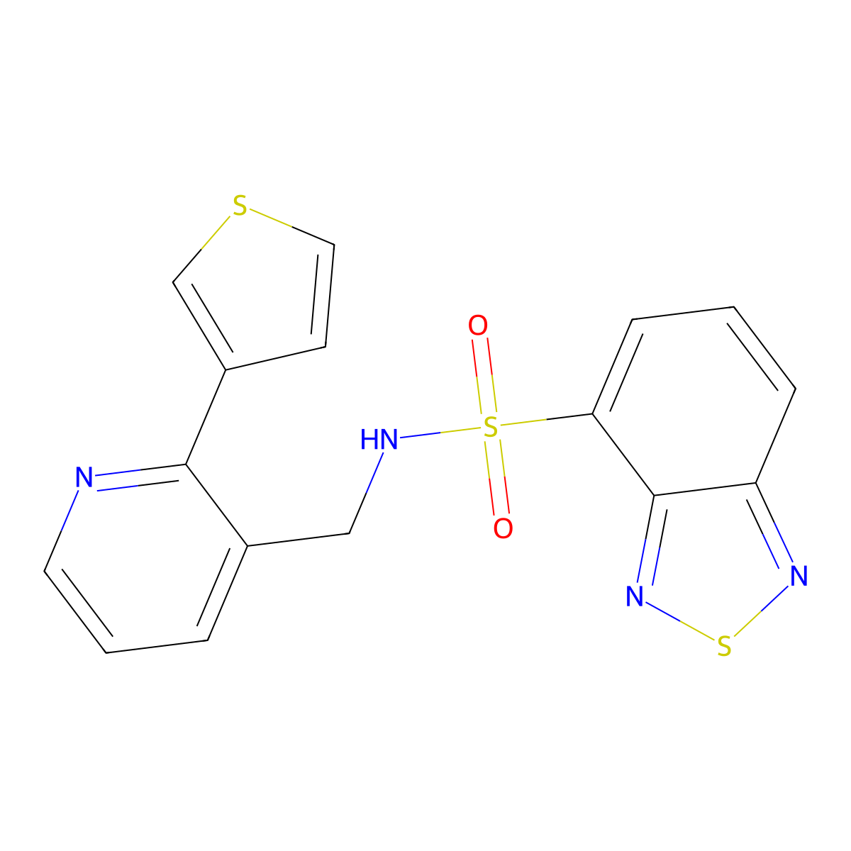 N-((2-(thiophen-3-yl)pyridin-3-yl)methyl)benzo[c][1,2,5]thiadiazole-4-sulfonamide molecular structure, CAS 2034345-95-2