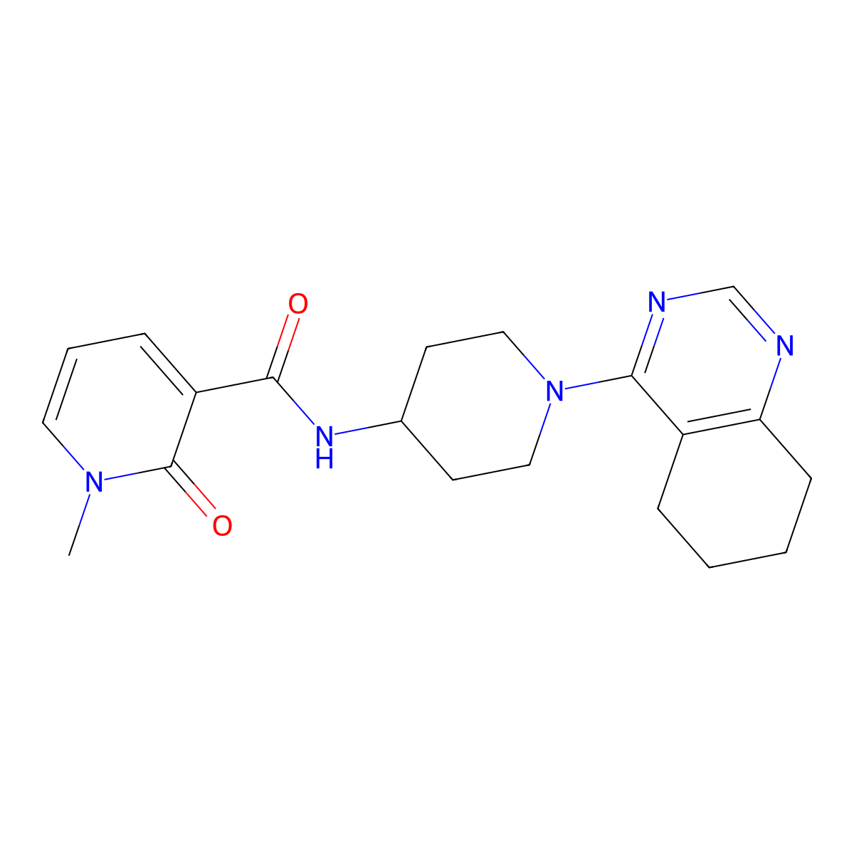 1-methyl-2-oxo-N-(1-(5,6,7,8-tetrahydroquinazolin-4-yl)piperidin-4-yl)-1,2-dihydropyridine-3-carboxamide molecular structure, CAS 2034345-97-4