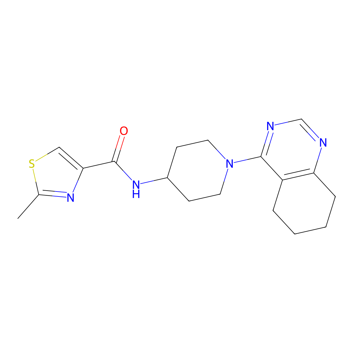 2-methyl-N-(1-(5,6,7,8-tetrahydroquinazolin-4-yl)piperidin-4-yl)thiazole-4-carboxamide molecular structure, CAS 2034346-05-7