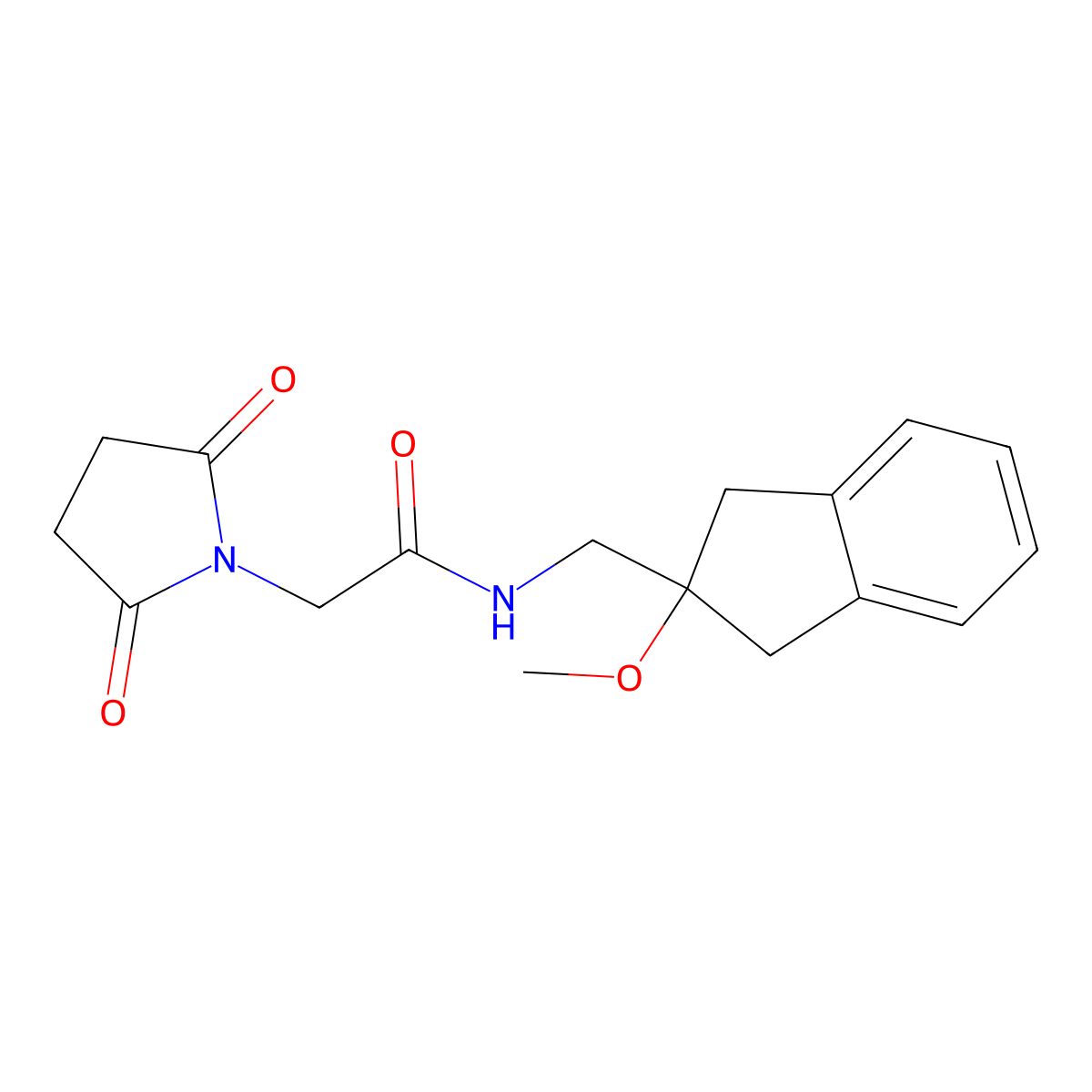2-(2,5-dioxopyrrolidin-1-yl)-N-((2-methoxy-2,3-dihydro-1H-inden-2-yl)methyl)acetamide molecular structure, CAS 2034346-08-0