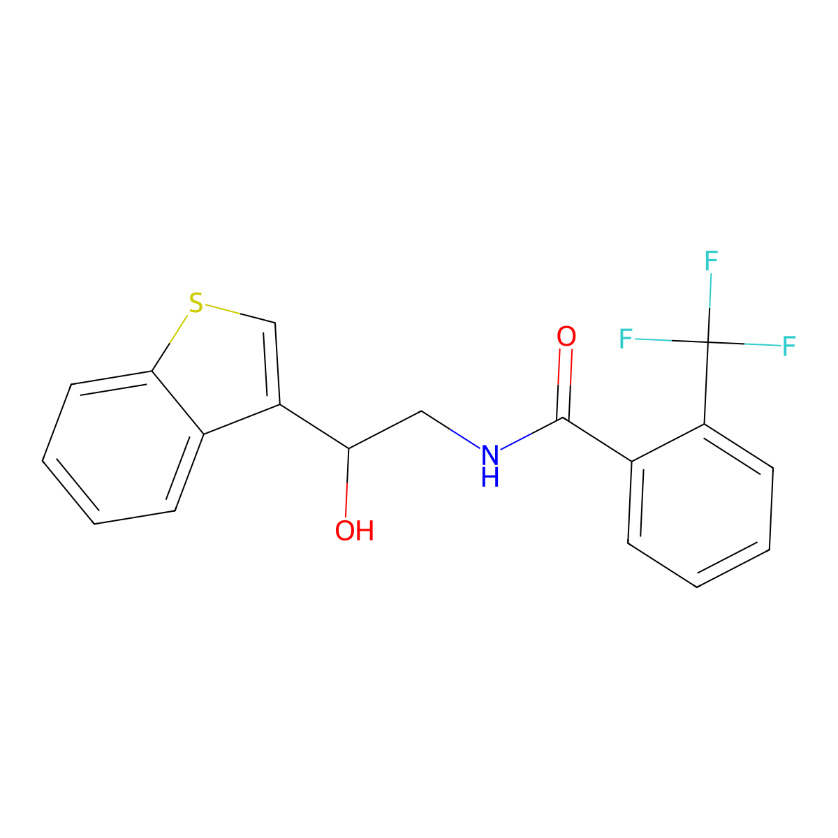 N-(2-(benzo[b]thiophen-3-yl)-2-hydroxyethyl)-2-(trifluoromethyl)benzamide molecular structure, CAS 2034346-09-1