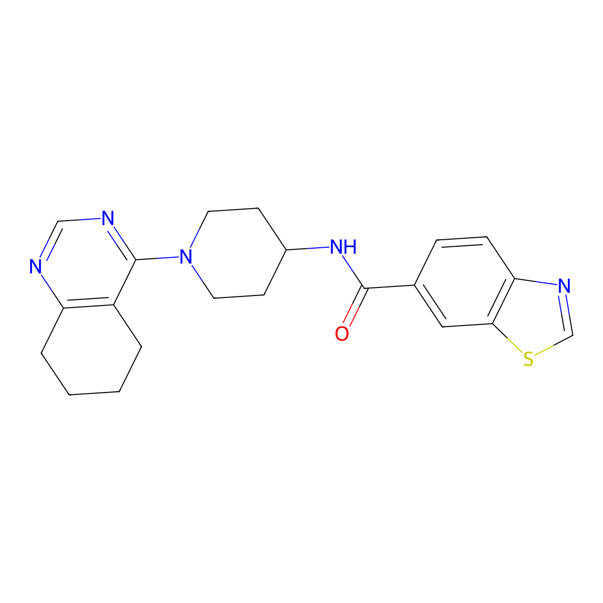 N-(1-(5,6,7,8-tetrahydroquinazolin-4-yl)piperidin-4-yl)benzo[d]thiazole-6-carboxamide molecular structure, CAS 2034346-12-6