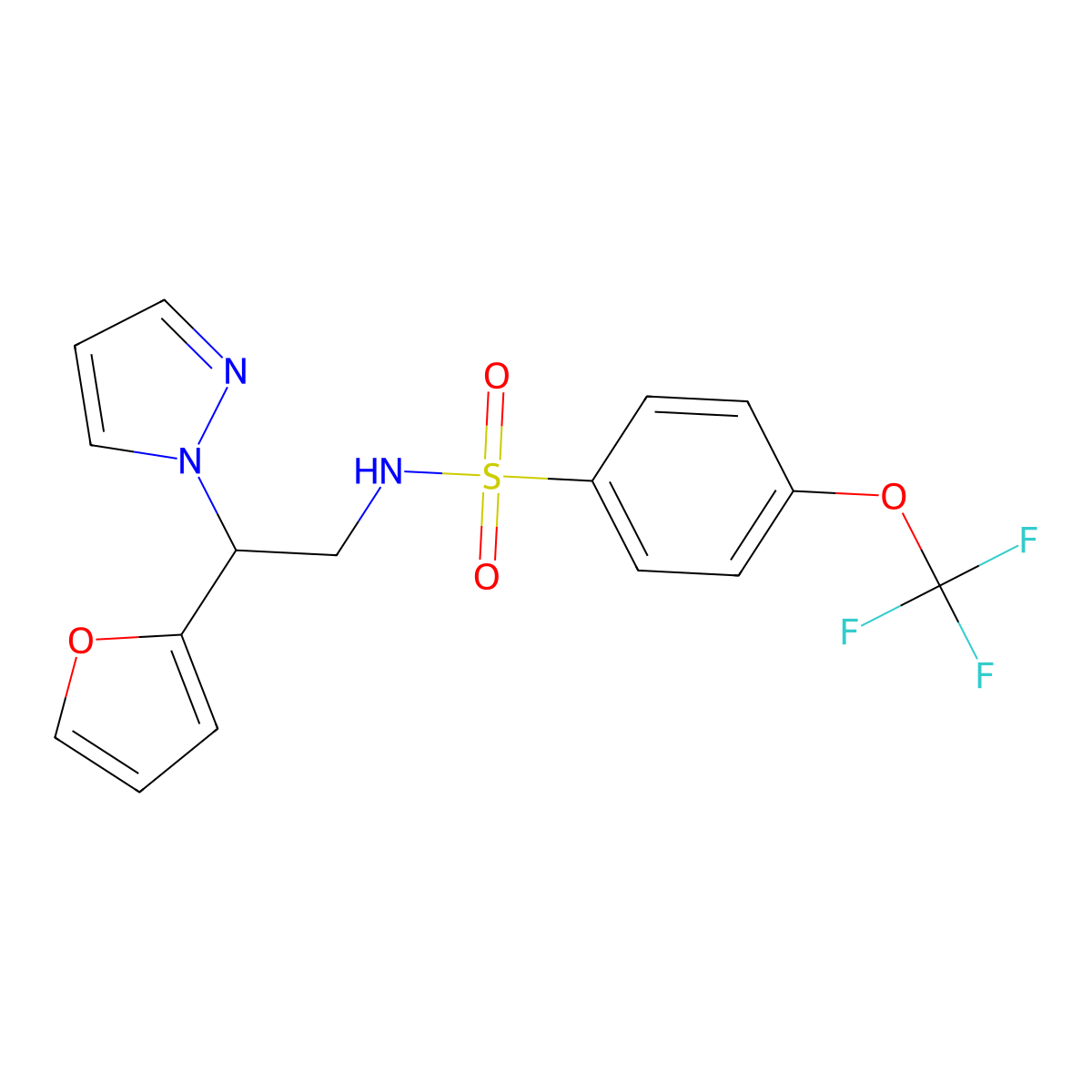 N-(2-(furan-2-yl)-2-(1H-pyrazol-1-yl)ethyl)-4-(trifluoromethoxy)benzenesulfonamide molecular structure, CAS 2034346-14-8