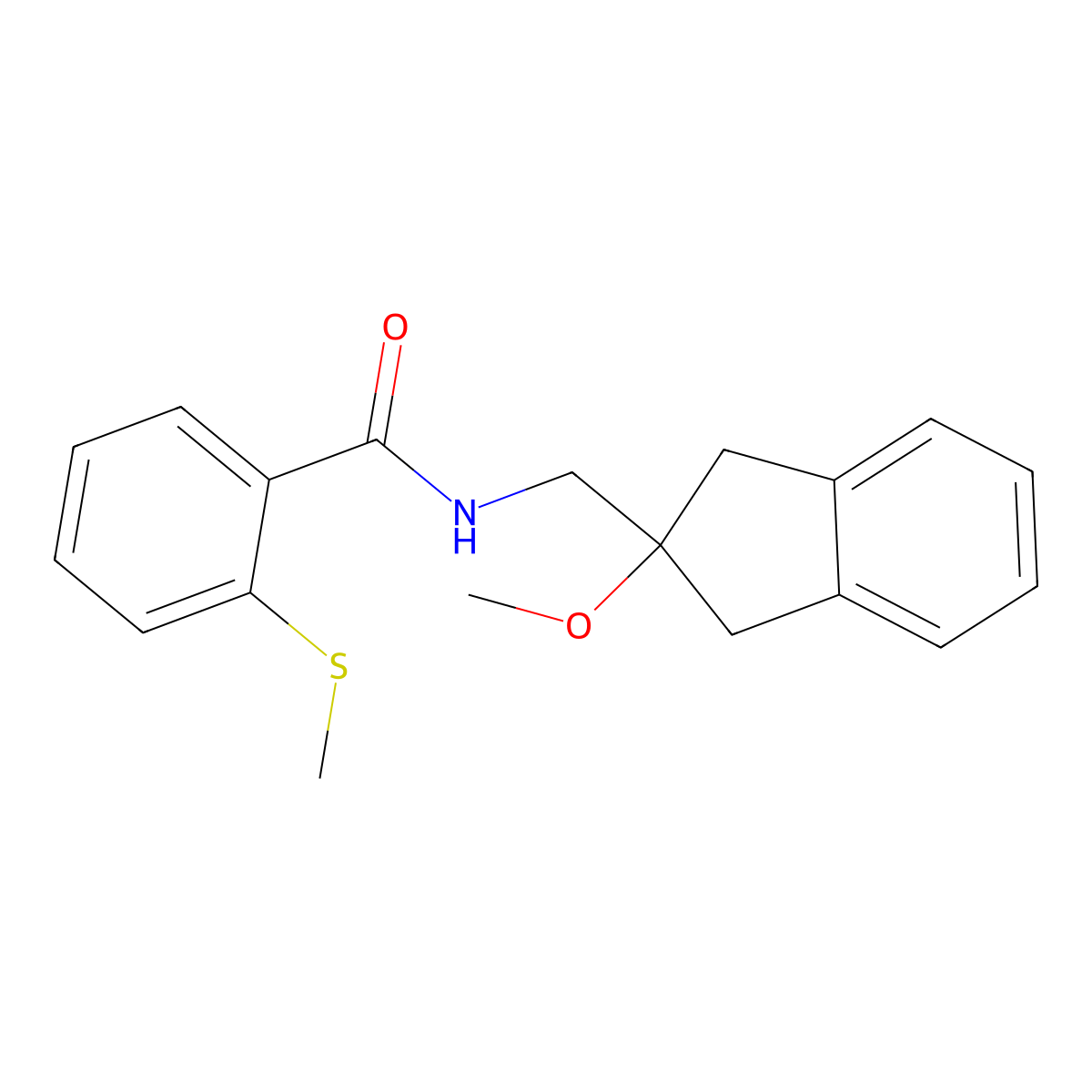 N-((2-methoxy-2,3-dihydro-1H-inden-2-yl)methyl)-2-(methylthio)benzamide molecular structure, CAS 2034346-15-9