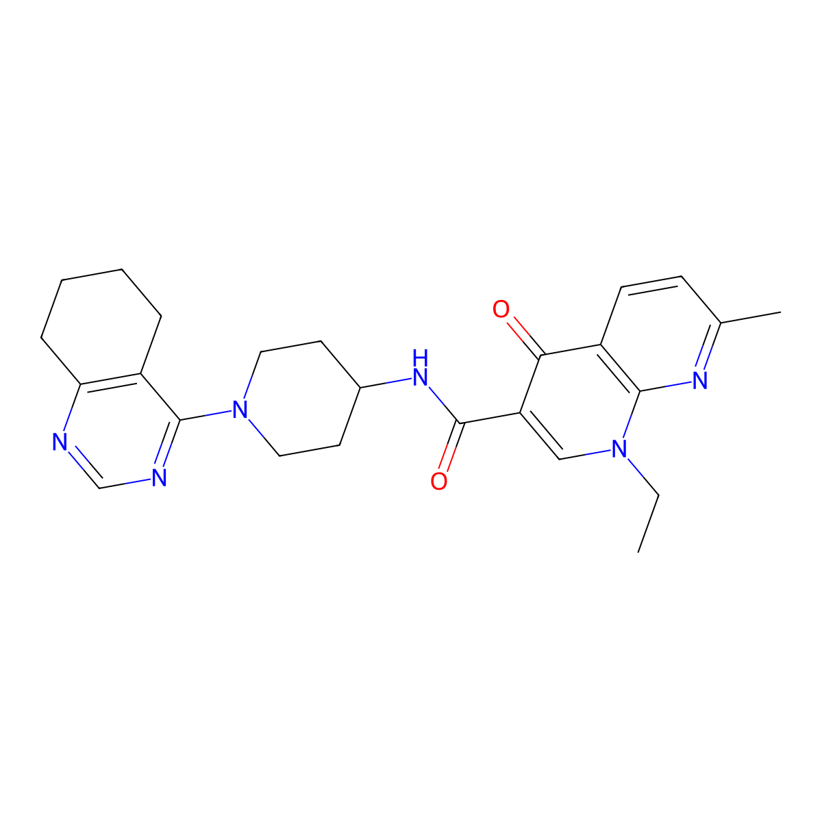 1-ethyl-7-methyl-4-oxo-N-(1-(5,6,7,8-tetrahydroquinazolin-4-yl)piperidin-4-yl)-1,4-dihydro-1,8-naphthyridine-3-carboxamide molecular structure, CAS 2034346-18-2