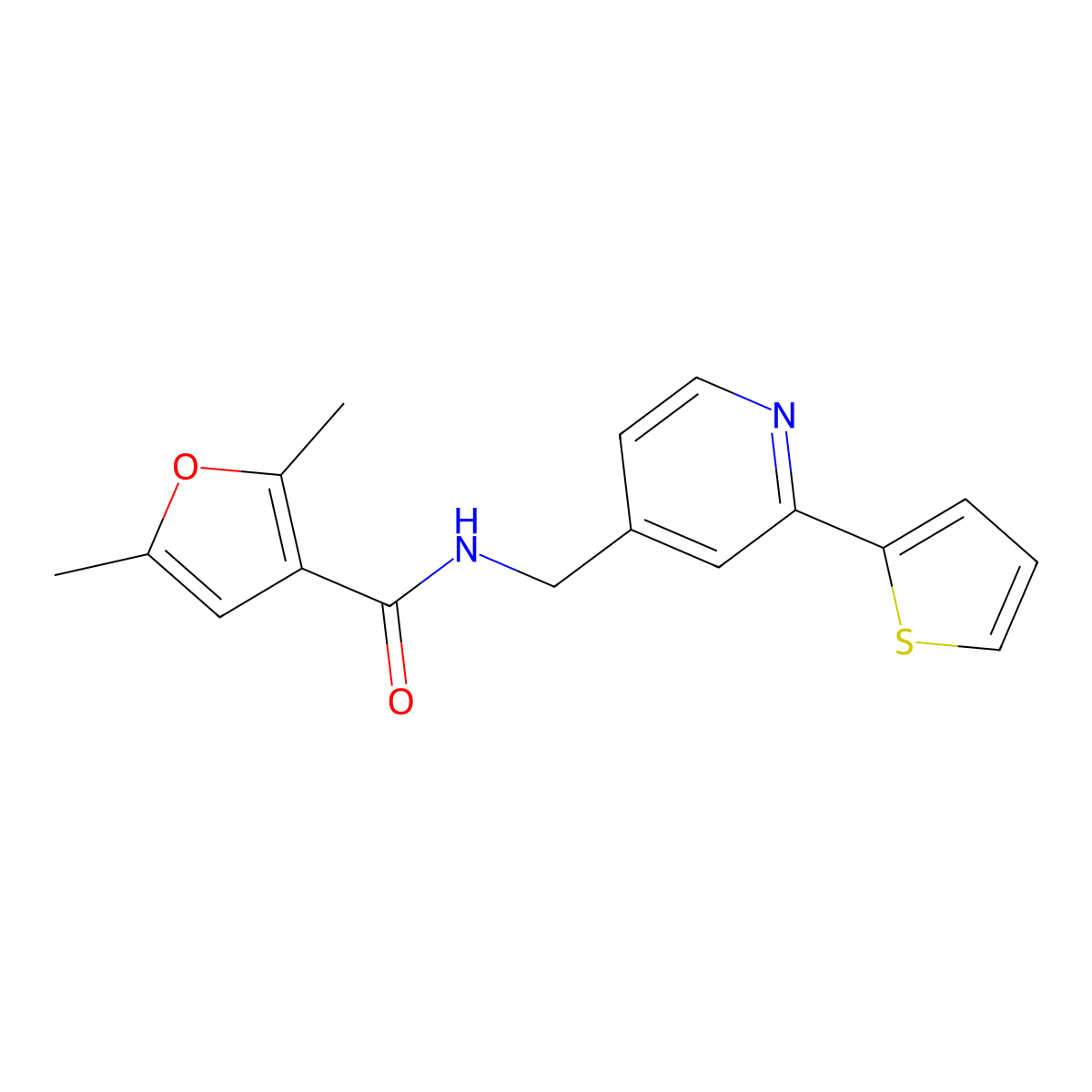 2,5-dimethyl-N-{[2-(thiophen-2-yl)pyridin-4-yl]methyl}furan-3-carboxamide molecular structure, CAS 2034346-24-0