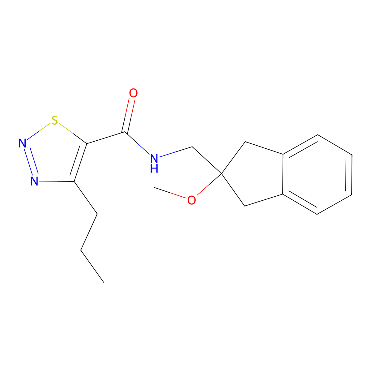 N-[(2-methoxy-2,3-dihydro-1H-inden-2-yl)methyl]-4-propyl-1,2,3-thiadiazole-5-carboxamide molecular structure, CAS 2034346-25-1