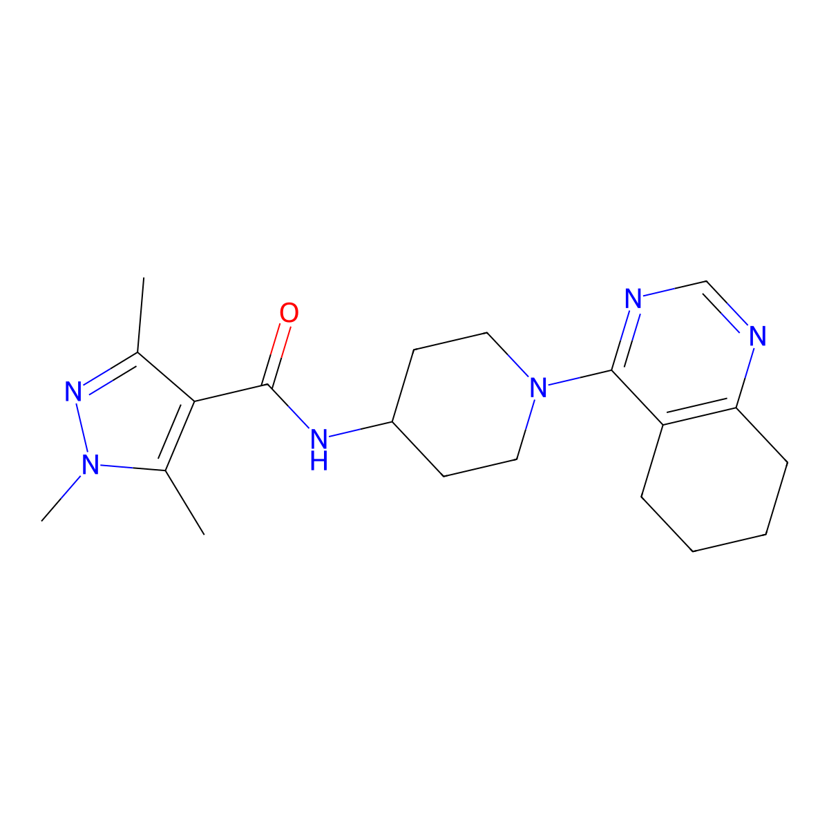 1,3,5-trimethyl-N-[1-(5,6,7,8-tetrahydroquinazolin-4-yl)piperidin-4-yl]-1H-pyrazole-4-carboxamide molecular structure, CAS 2034346-33-1