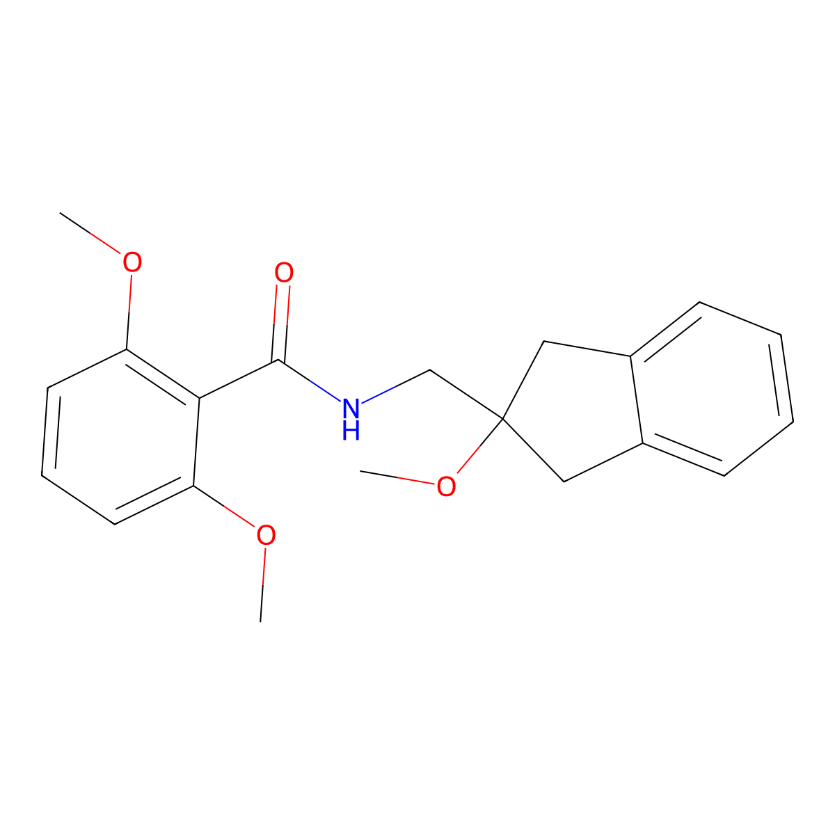 2,6-dimethoxy-N-((2-methoxy-2,3-dihydro-1H-inden-2-yl)methyl)benzamide molecular structure, CAS 2034346-42-2