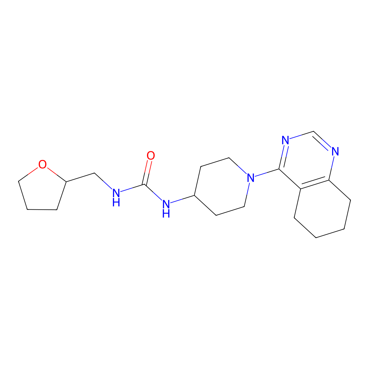 1-((Tetrahydrofuran-2-yl)methyl)-3-(1-(5,6,7,8-tetrahydroquinazolin-4-yl)piperidin-4-yl)urea molecular structure, CAS 2034346-44-4