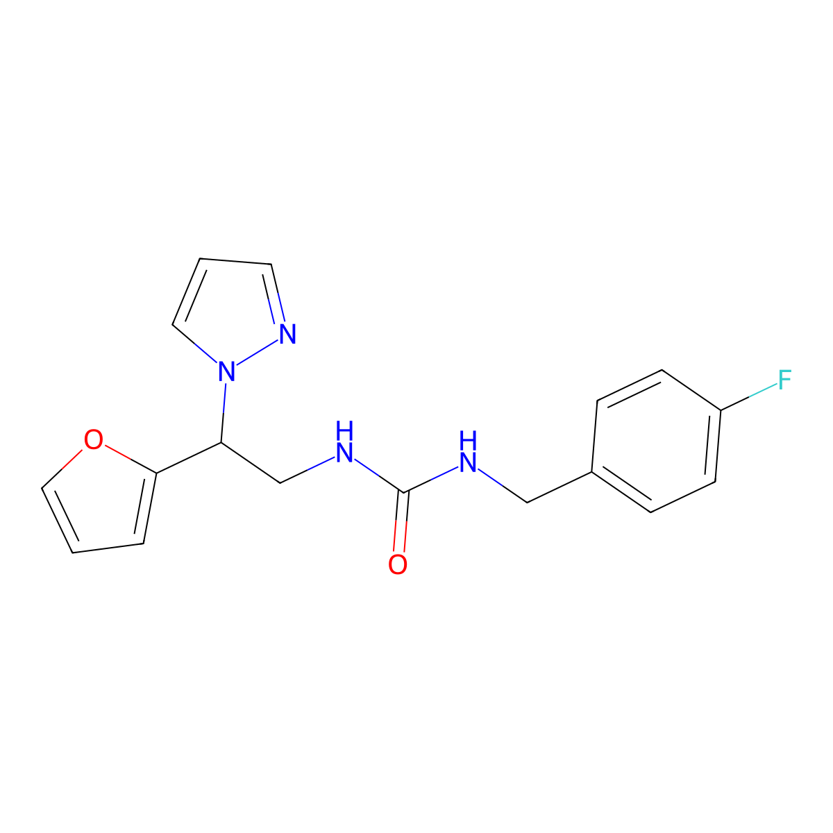 1-(4-fluorobenzyl)-3-(2-(furan-2-yl)-2-(1H-pyrazol-1-yl)ethyl)urea molecular structure, CAS 2034346-48-8