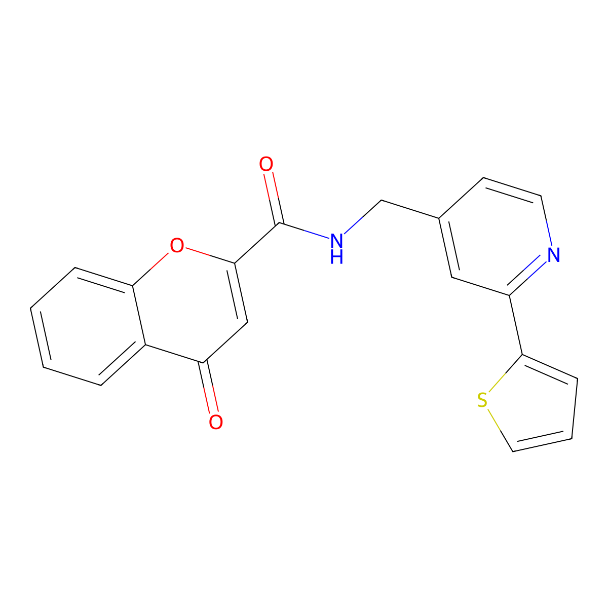 4-oxo-N-((2-(thiophen-2-yl)pyridin-4-yl)methyl)-4H-chromene-2-carboxamide molecular structure, CAS 2034346-50-2