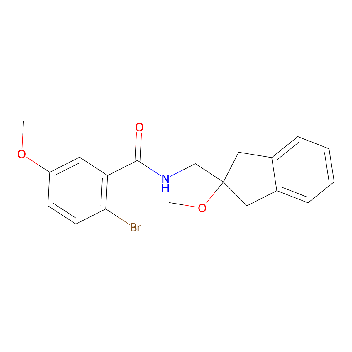 2-bromo-5-methoxy-N-[(2-methoxy-2,3-dihydro-1H-inden-2-yl)methyl]benzamide molecular structure, CAS 2034346-52-4