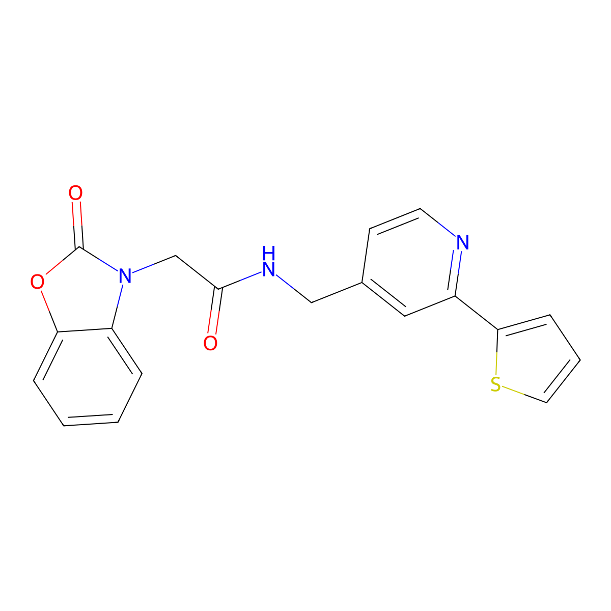 2-(2-oxobenzo[d]oxazol-3(2H)-yl)-N-((2-(thiophen-2-yl)pyridin-4-yl)methyl)acetamide molecular structure, CAS 2034346-53-5