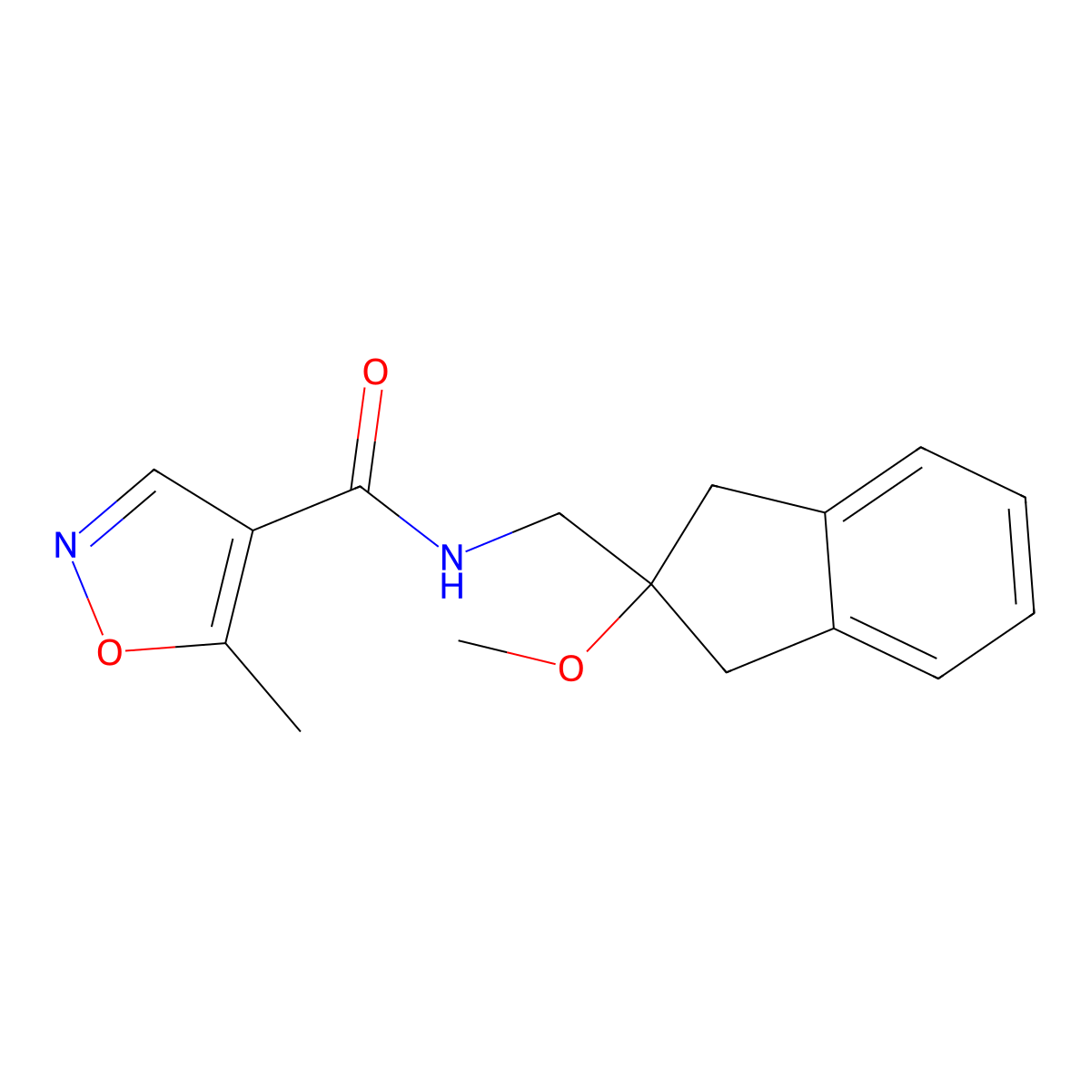 N-((2-methoxy-2,3-dihydro-1H-inden-2-yl)methyl)-5-methylisoxazole-4-carboxamide molecular structure, CAS 2034346-56-8