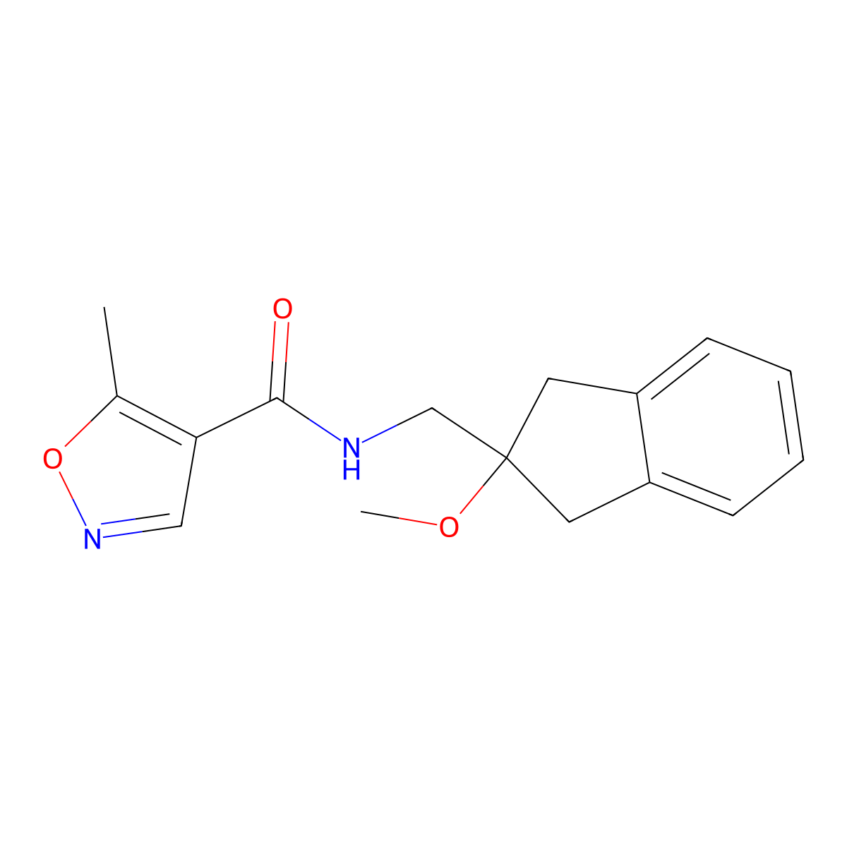 N-((2-methoxy-2,3-dihydro-1H-inden-2-yl)methyl)-5-methylisoxazole-4-carboxamide molecular structure, CAS 2034346-56-8