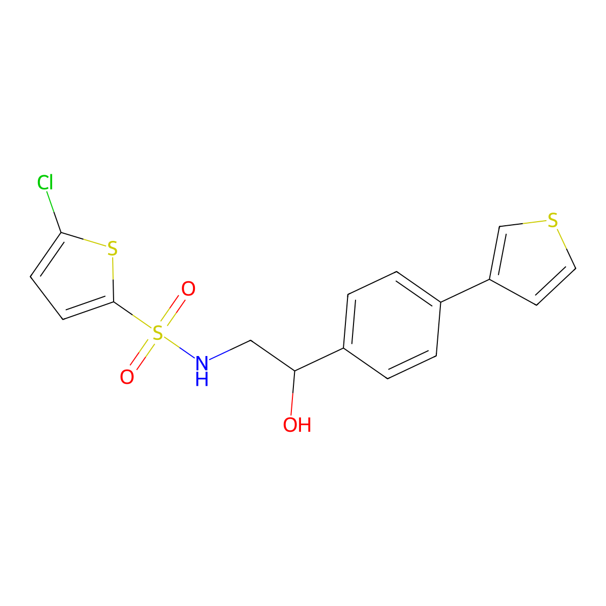 5-chloro-N-(2-hydroxy-2-(4-(thiophen-3-yl)phenyl)ethyl)thiophene-2-sulfonamide molecular structure, CAS 2034346-62-6