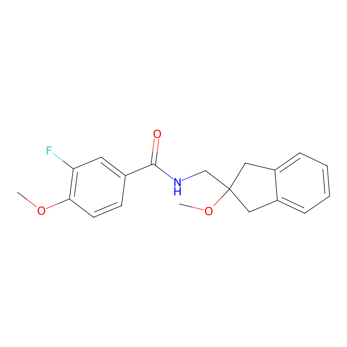 3-fluoro-4-methoxy-N-[(2-methoxy-2,3-dihydro-1H-inden-2-yl)methyl]benzamide molecular structure, CAS 2034346-63-7
