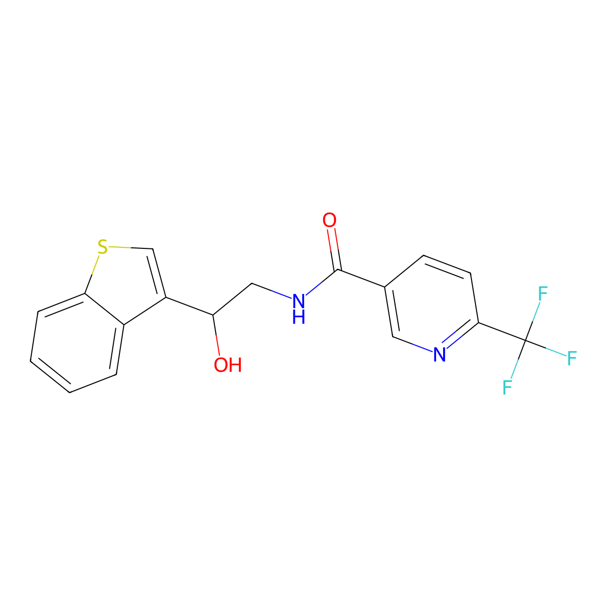 N-(2-(benzo[b]thiophen-3-yl)-2-hydroxyethyl)-6-(trifluoromethyl)nicotinamide molecular structure, CAS 2034346-65-9