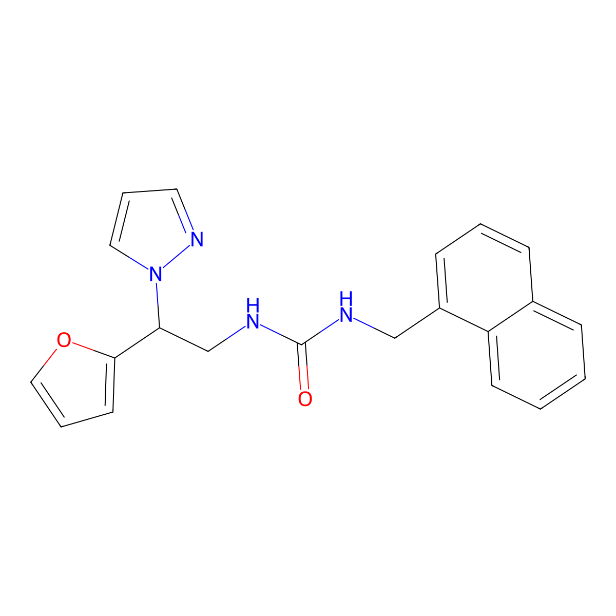 1-(2-(furan-2-yl)-2-(1H-pyrazol-1-yl)ethyl)-3-(naphthalen-1-ylmethyl)urea molecular structure, CAS 2034346-66-0