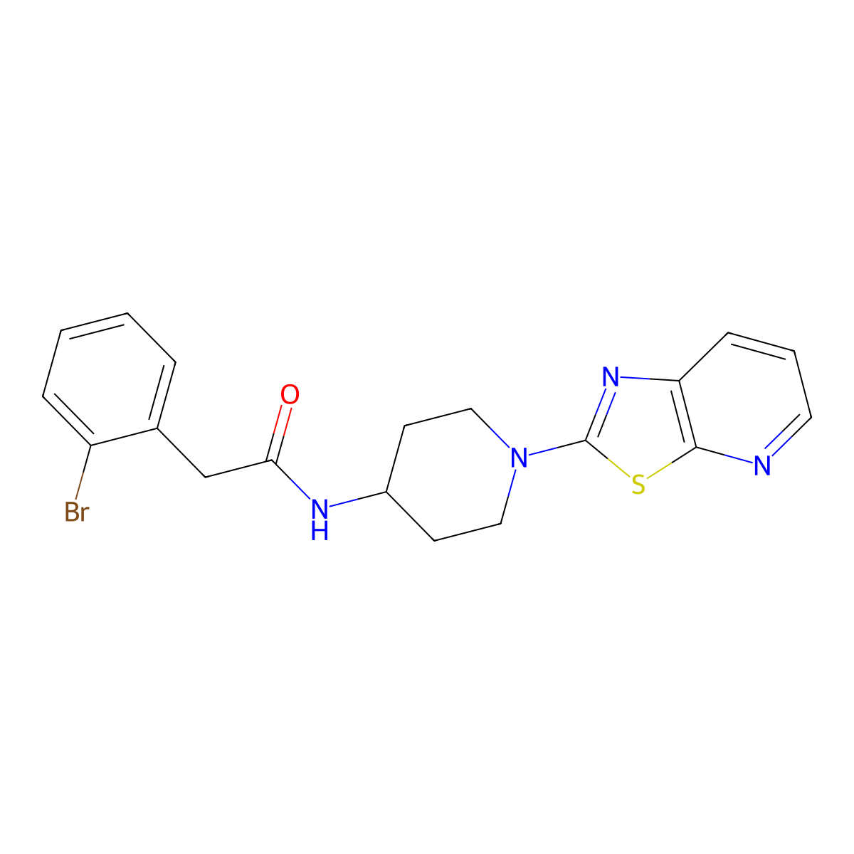 2-(2-bromophenyl)-N-(1-(thiazolo[5,4-b]pyridin-2-yl)piperidin-4-yl)acetamide molecular structure, CAS 2034346-68-2