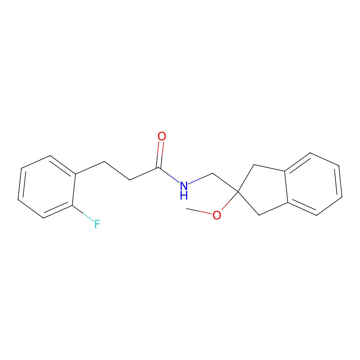 3-(2-fluorophenyl)-N-[(2-methoxy-2,3-dihydro-1H-inden-2-yl)methyl]propanamide molecular structure, CAS 2034346-69-3