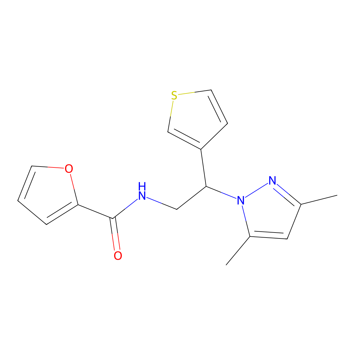 N-(2-(3,5-dimethyl-1H-pyrazol-1-yl)-2-(thiophen-3-yl)ethyl)furan-2-carboxamide molecular structure, CAS 2034346-71-7
