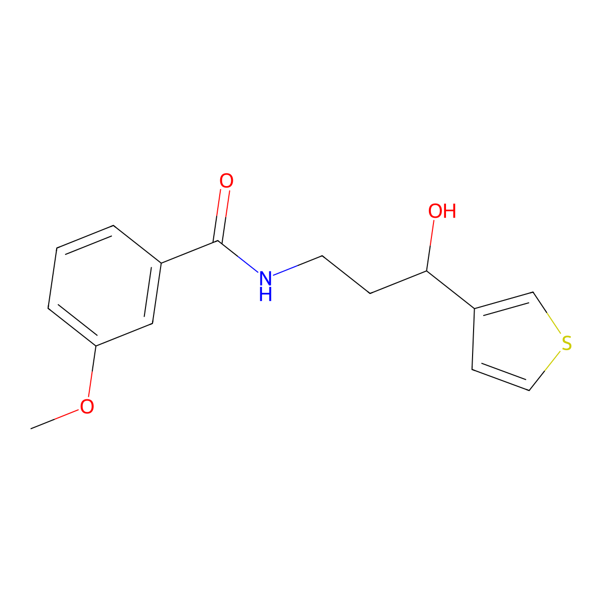 N-[3-hydroxy-3-(thiophen-3-yl)propyl]-3-methoxybenzamide molecular structure, CAS 2034346-78-4