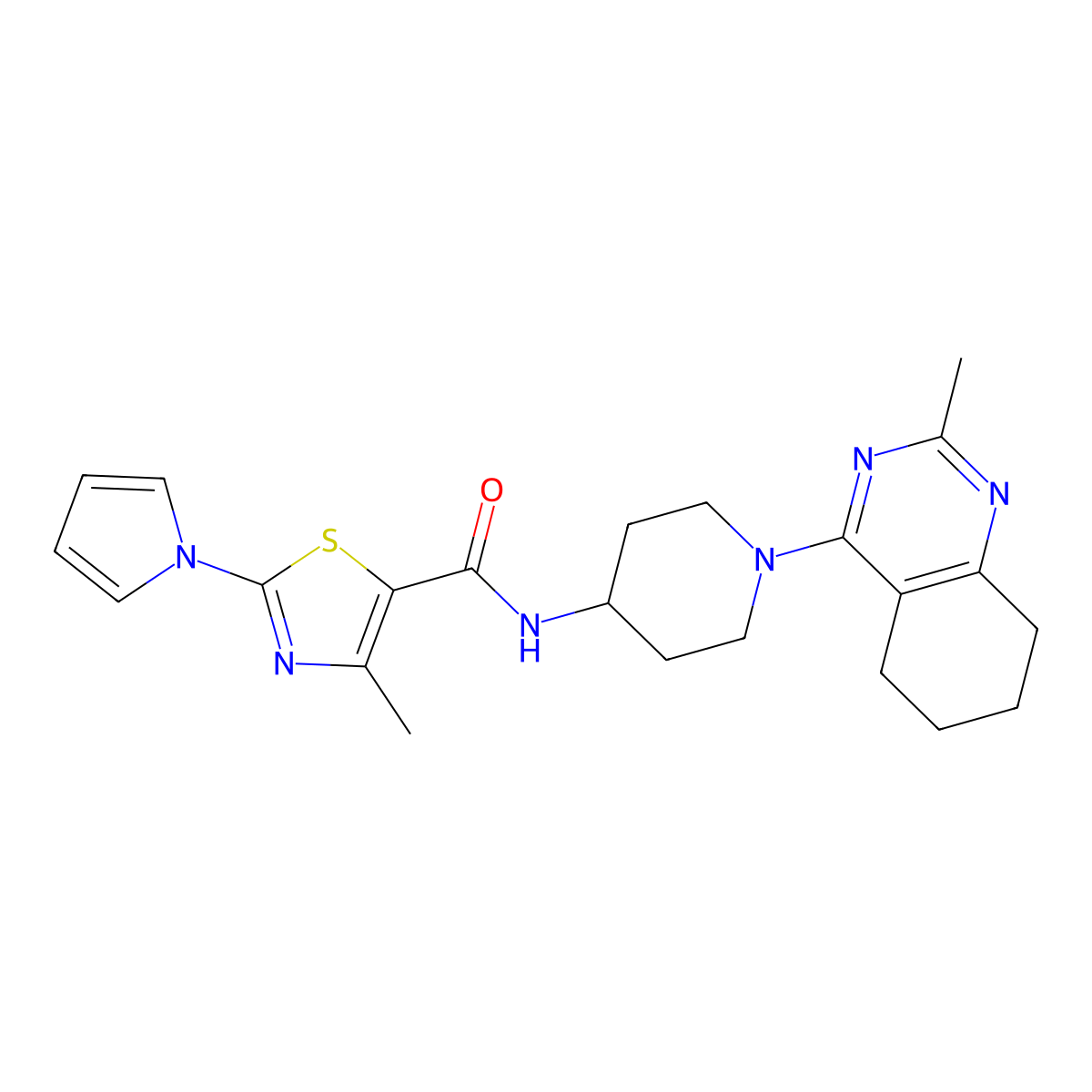 4-methyl-N-(1-(2-methyl-5,6,7,8-tetrahydroquinazolin-4-yl)piperidin-4-yl)-2-(1H-pyrrol-1-yl)thiazole-5-carboxamide molecular structure, CAS 2034346-82-0