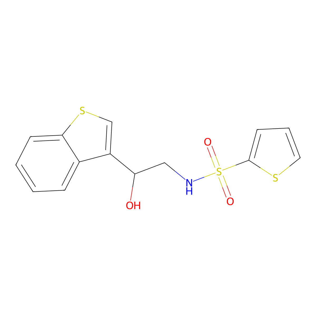 N-(2-(benzo[b]thiophen-3-yl)-2-hydroxyethyl)thiophene-2-sulfonamide molecular structure, CAS 2034346-83-1