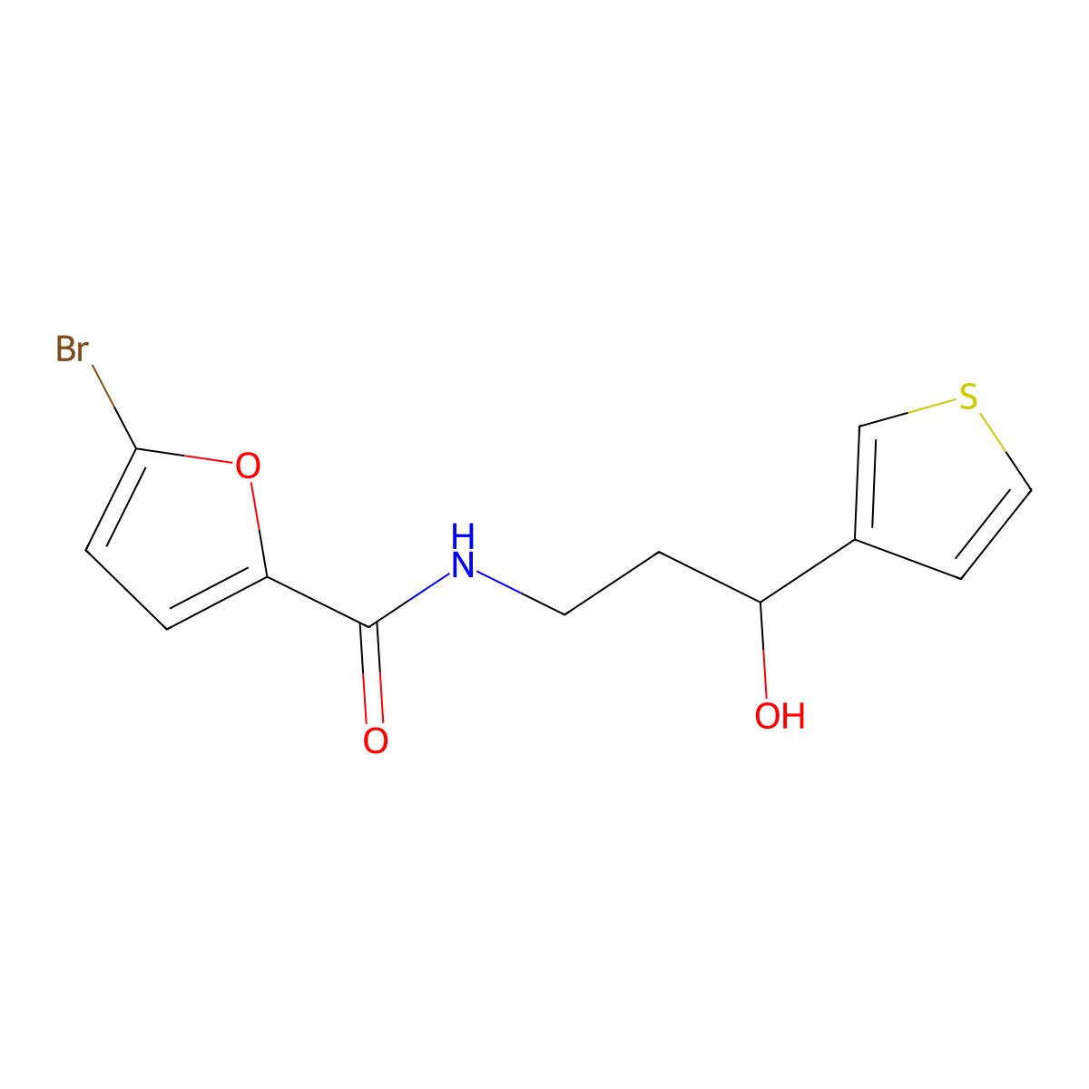 5-bromo-N-[3-hydroxy-3-(thiophen-3-yl)propyl]furan-2-carboxamide molecular structure, CAS 2034346-91-1