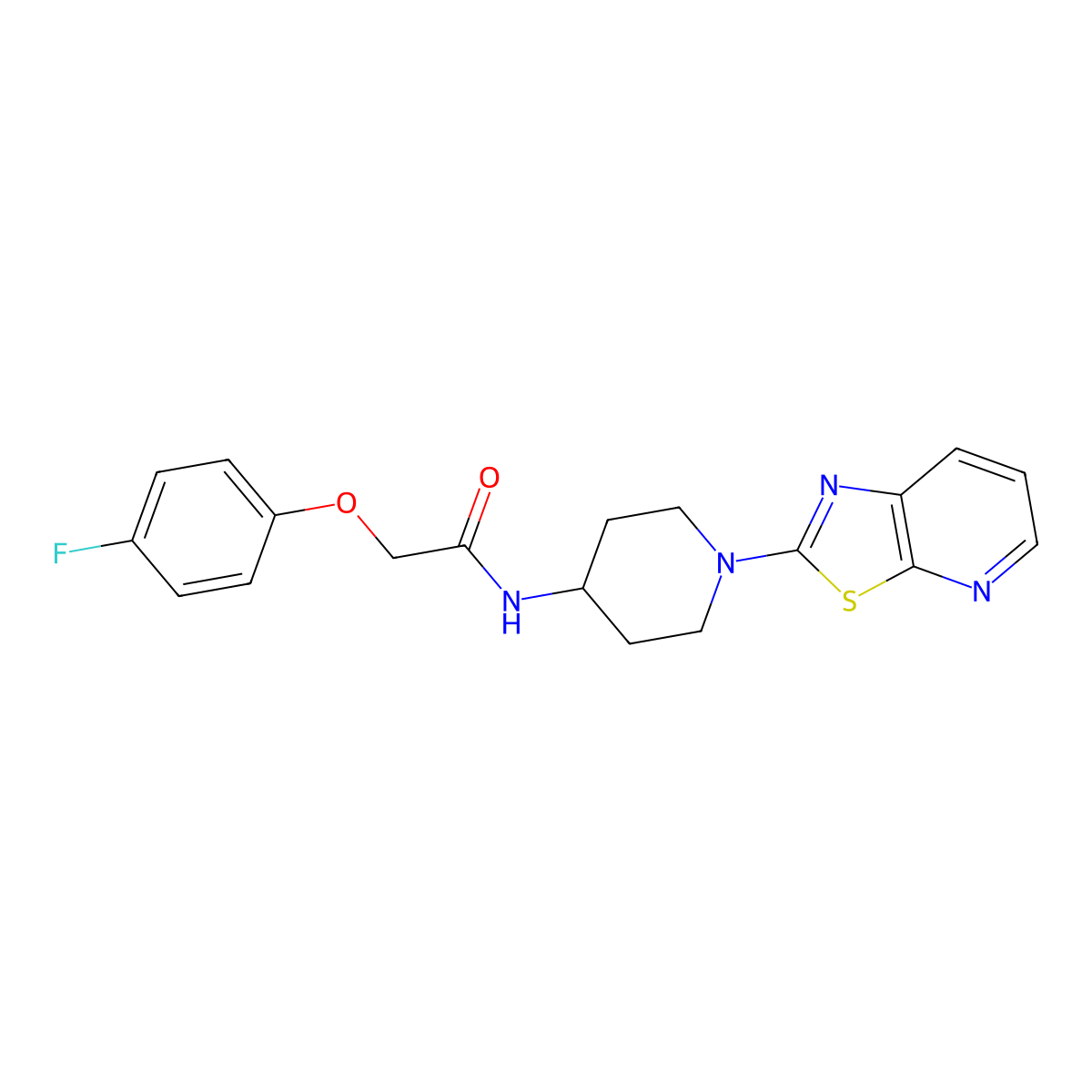 2-(4-fluorophenoxy)-N-(1-(thiazolo[5,4-b]pyridin-2-yl)piperidin-4-yl)acetamide molecular structure, CAS 2034346-94-4