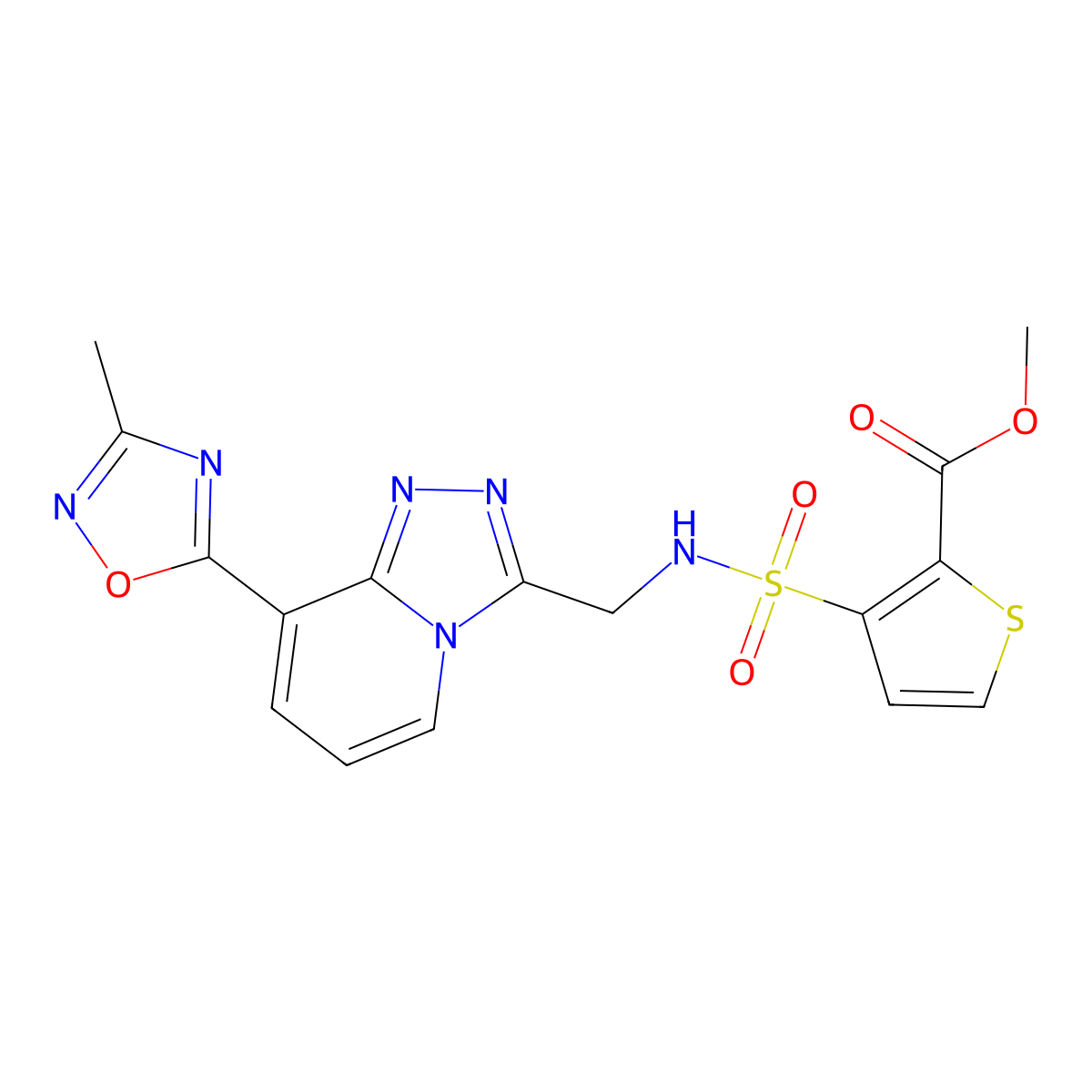 methyl 3-(N-((8-(3-methyl-1,2,4-oxadiazol-5-yl)-[1,2,4]triazolo[4,3-a]pyridin-3-yl)methyl)sulfamoyl)thiophene-2-carboxylate molecular structure, CAS 2034346-95-5