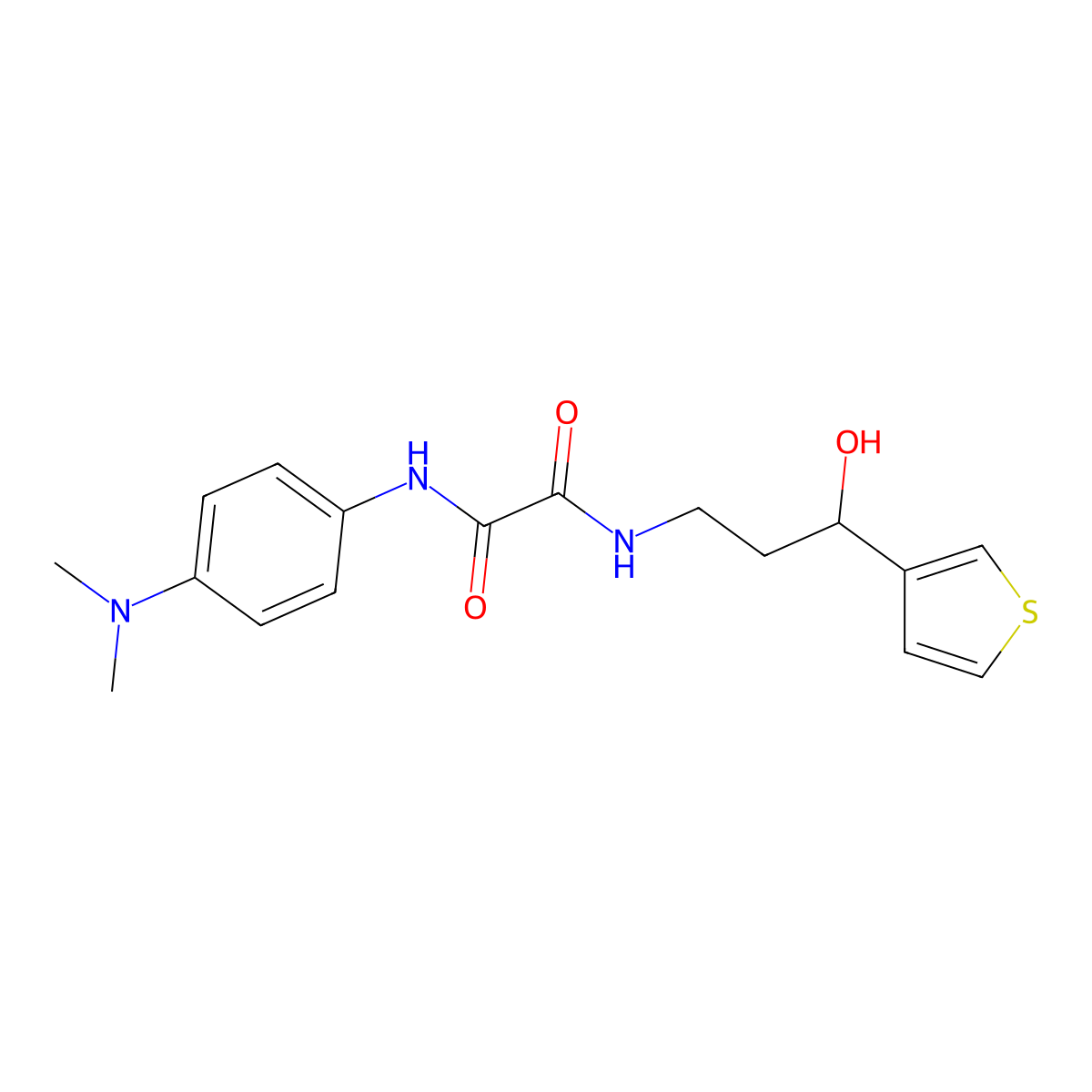 N1-(4-(dimethylamino)phenyl)-N2-(3-hydroxy-3-(thiophen-3-yl)propyl)oxalamide molecular structure, CAS 2034346-96-6
