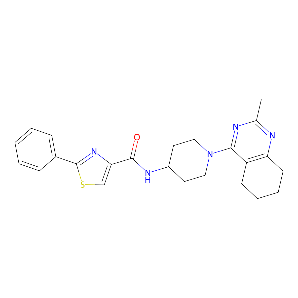 N-(1-(2-methyl-5,6,7,8-tetrahydroquinazolin-4-yl)piperidin-4-yl)-2-phenylthiazole-4-carboxamide molecular structure, CAS 2034346-98-8