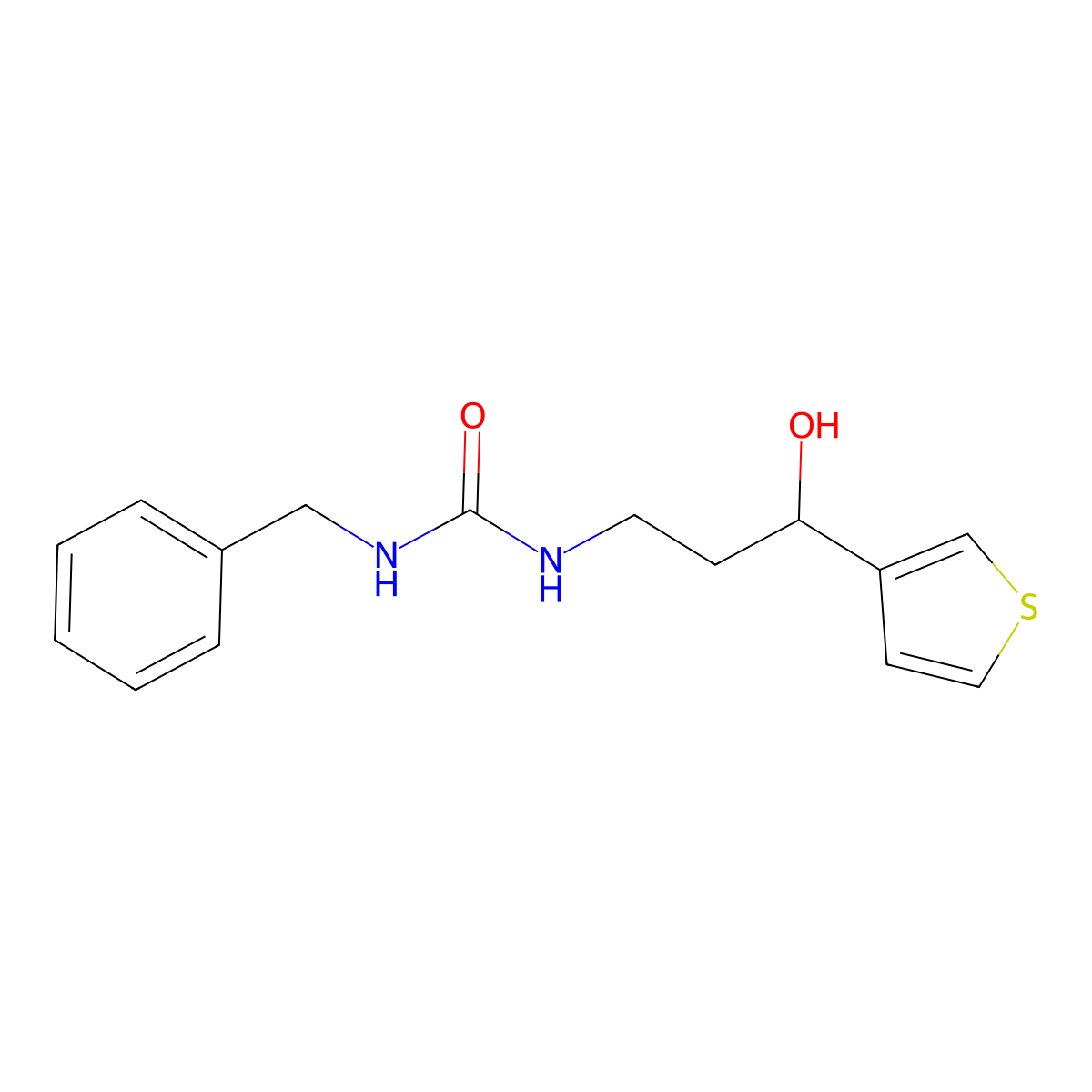 1-Benzyl-3-(3-hydroxy-3-(thiophen-3-yl)propyl)urea molecular structure, CAS 2034347-02-7