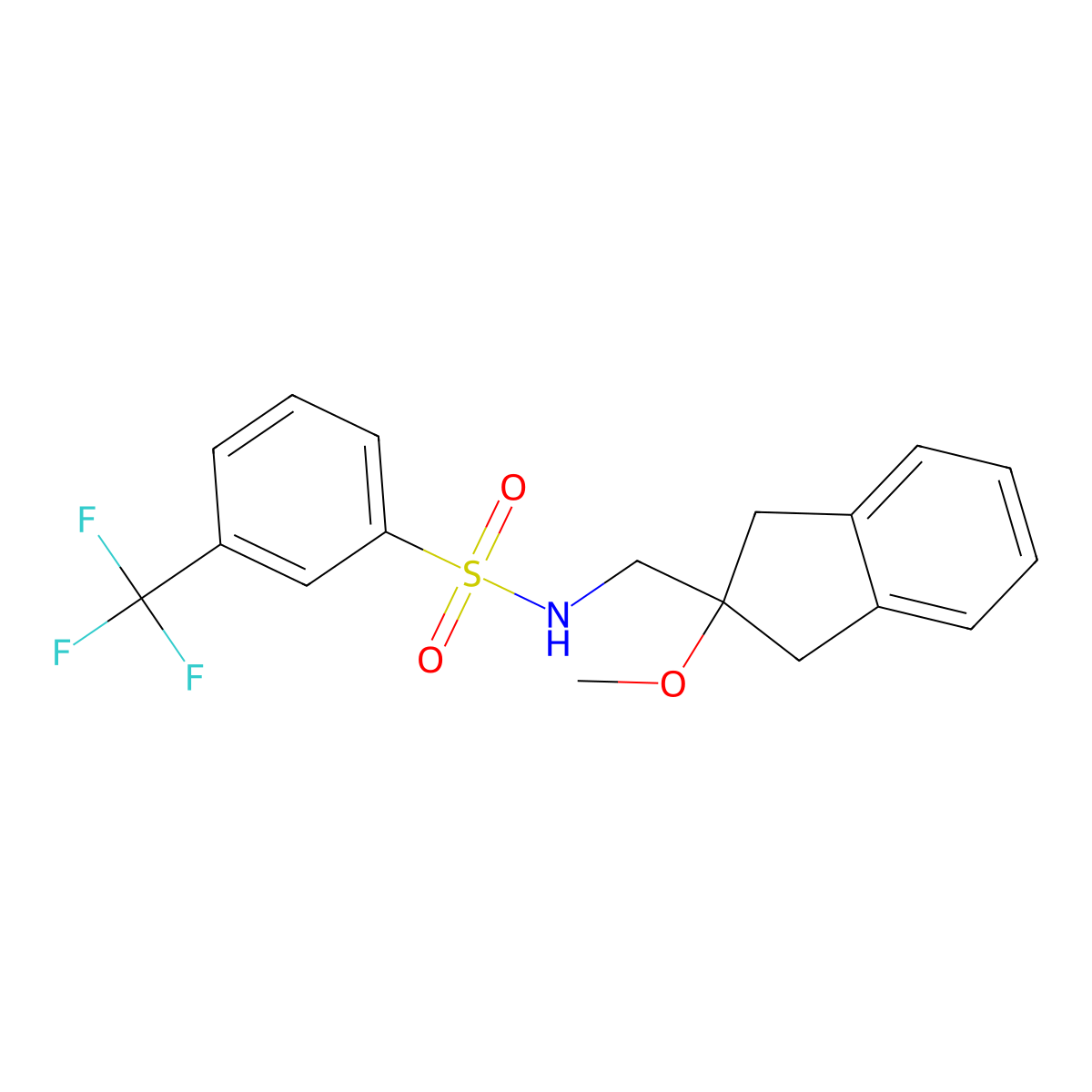 N-((2-methoxy-2,3-dihydro-1H-inden-2-yl)methyl)-3-(trifluoromethyl)benzenesulfonamide molecular structure, CAS 2034347-04-9