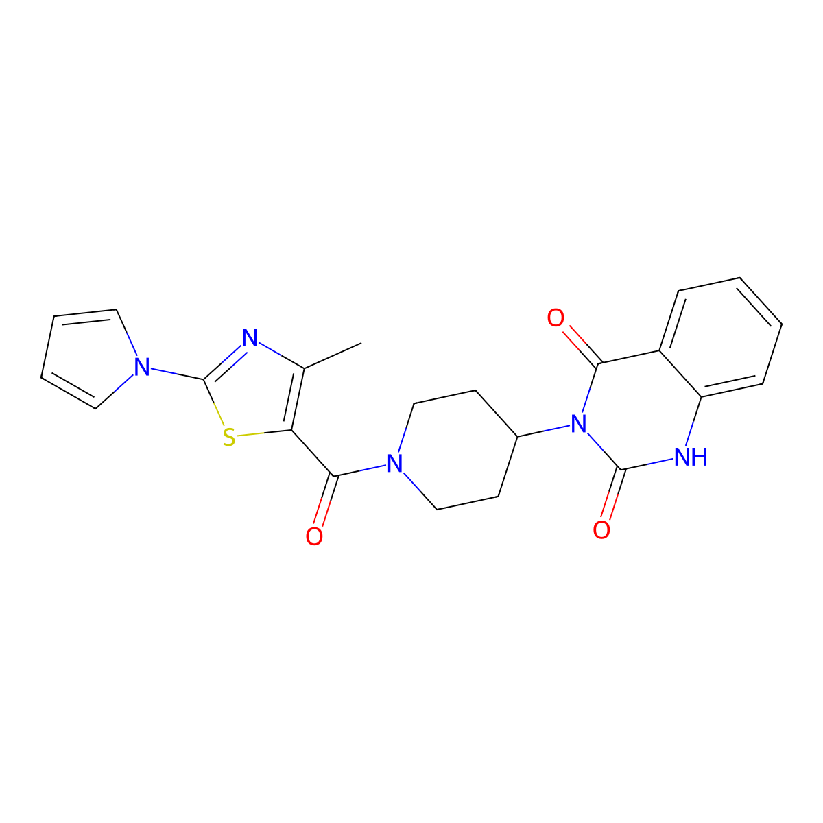 3-(1-(4-methyl-2-(1H-pyrrol-1-yl)thiazole-5-carbonyl)piperidin-4-yl)quinazoline-2,4(1H,3H)-dione molecular structure, CAS 2034347-13-0