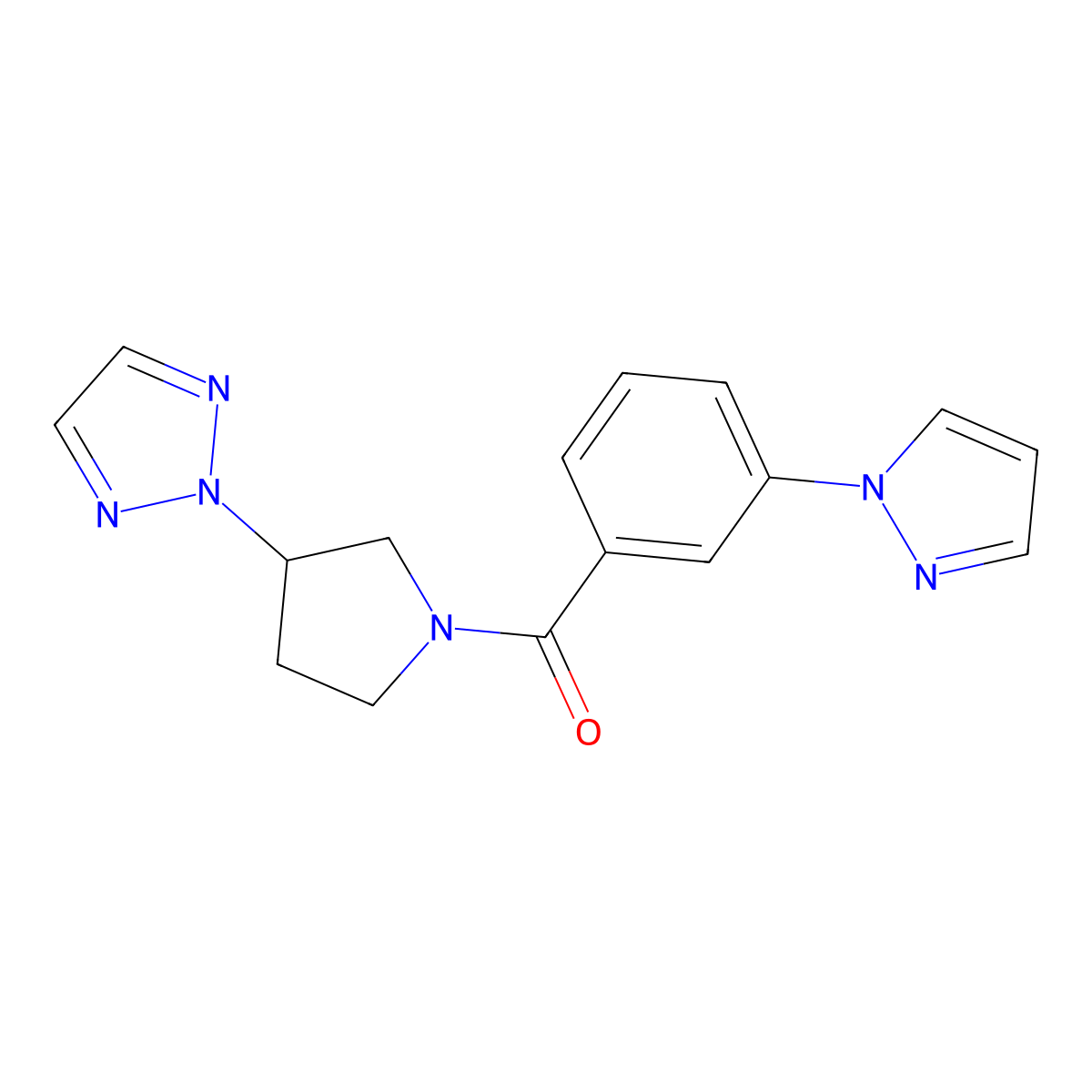 (3-(1H-pyrazol-1-yl)phenyl)(3-(2H-1,2,3-triazol-2-yl)pyrrolidin-1-yl)methanone molecular structure, CAS 2034347-14-1