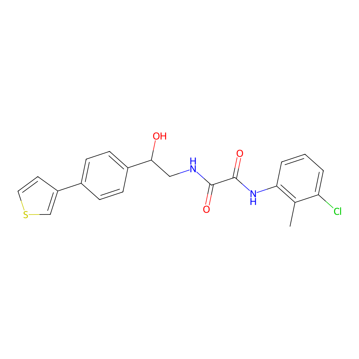 N1-(3-chloro-2-methylphenyl)-N2-(2-hydroxy-2-(4-(thiophen-3-yl)phenyl)ethyl)oxalamide molecular structure, CAS 2034347-15-2