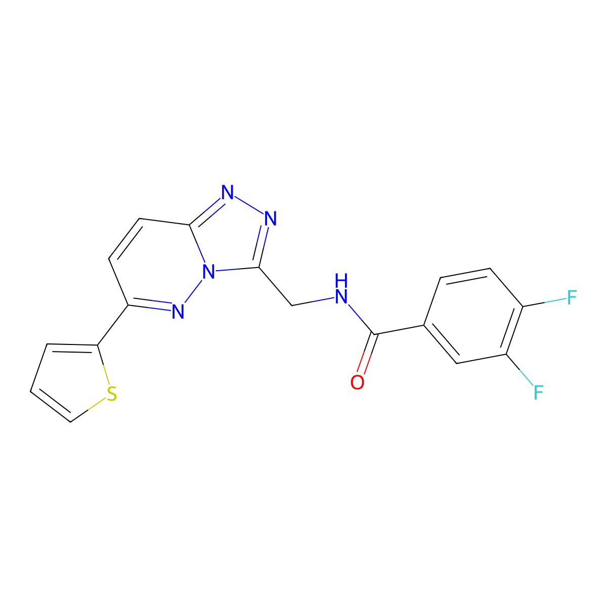 3,4-difluoro-N-((6-(thiophen-2-yl)-[1,2,4]triazolo[4,3-b]pyridazin-3-yl)methyl)benzamide molecular structure, CAS 2034347-19-6