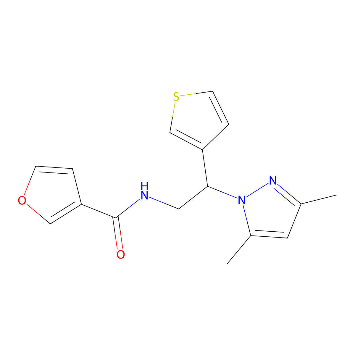N-[2-(3,5-dimethyl-1H-pyrazol-1-yl)-2-(thiophen-3-yl)ethyl]furan-3-carboxamide molecular structure, CAS 2034347-20-9