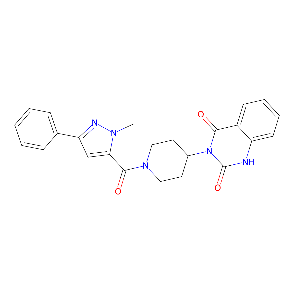 3-(1-(1-methyl-3-phenyl-1H-pyrazole-5-carbonyl)piperidin-4-yl)quinazoline-2,4(1H,3H)-dione molecular structure, CAS 2034347-22-1