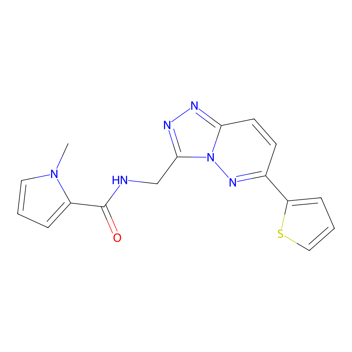 1-methyl-N-{[6-(thiophen-2-yl)-[1,2,4]triazolo[4,3-b]pyridazin-3-yl]methyl}-1H-pyrrole-2-carboxamide molecular structure, CAS 2034347-23-2