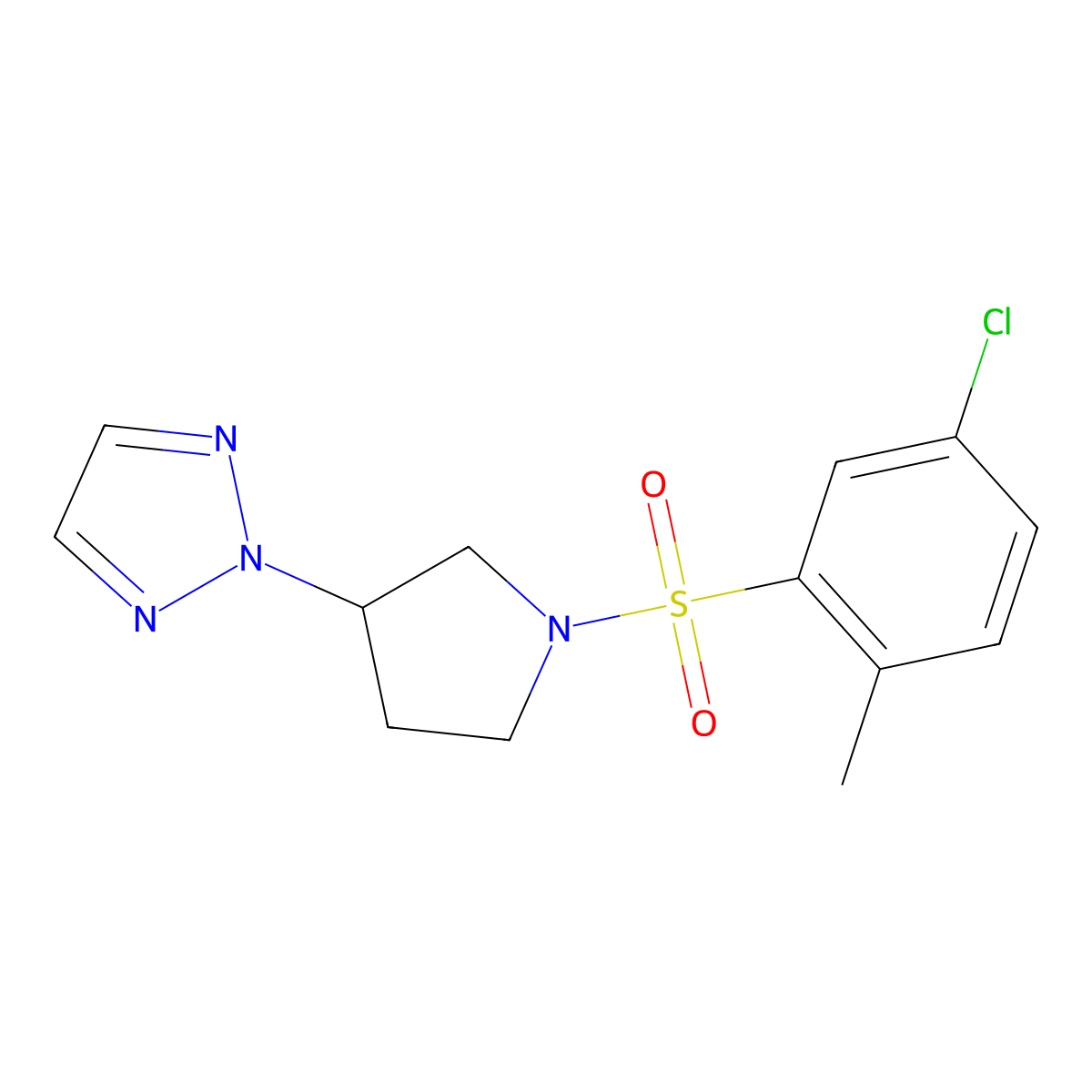 2-(1-((5-chloro-2-methylphenyl)sulfonyl)pyrrolidin-3-yl)-2H-1,2,3-triazole molecular structure, CAS 2034347-24-3