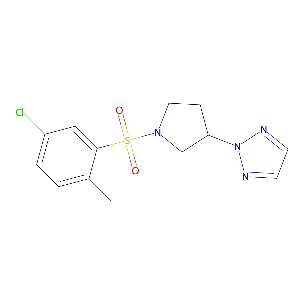 2-(1-((5-chloro-2-methylphenyl)sulfonyl)pyrrolidin-3-yl)-2H-1,2,3-triazole molecular structure, CAS 2034347-24-3