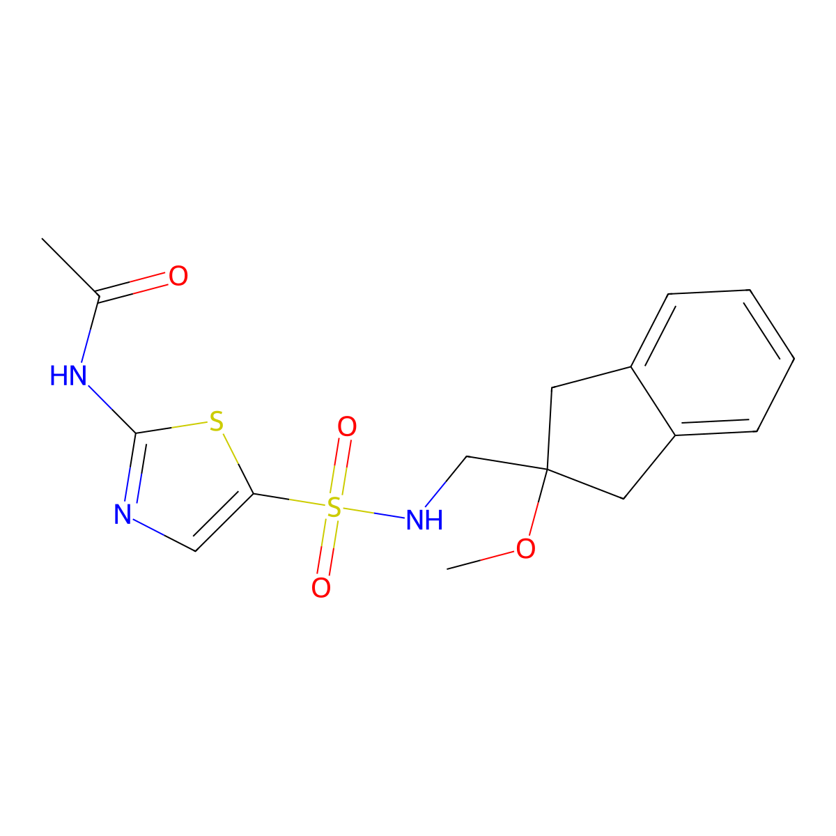 N-(5-(N-((2-methoxy-2,3-dihydro-1H-inden-2-yl)methyl)sulfamoyl)thiazol-2-yl)acetamide molecular structure, CAS 2034347-26-5